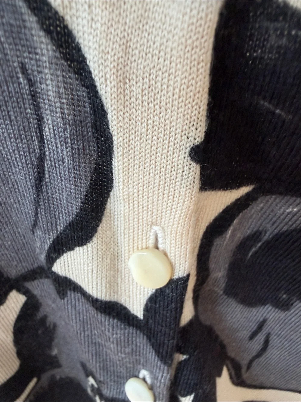 J. Crew Cream, Charcoal & Black Floral Vintage Jackie Button-Front Cardigan